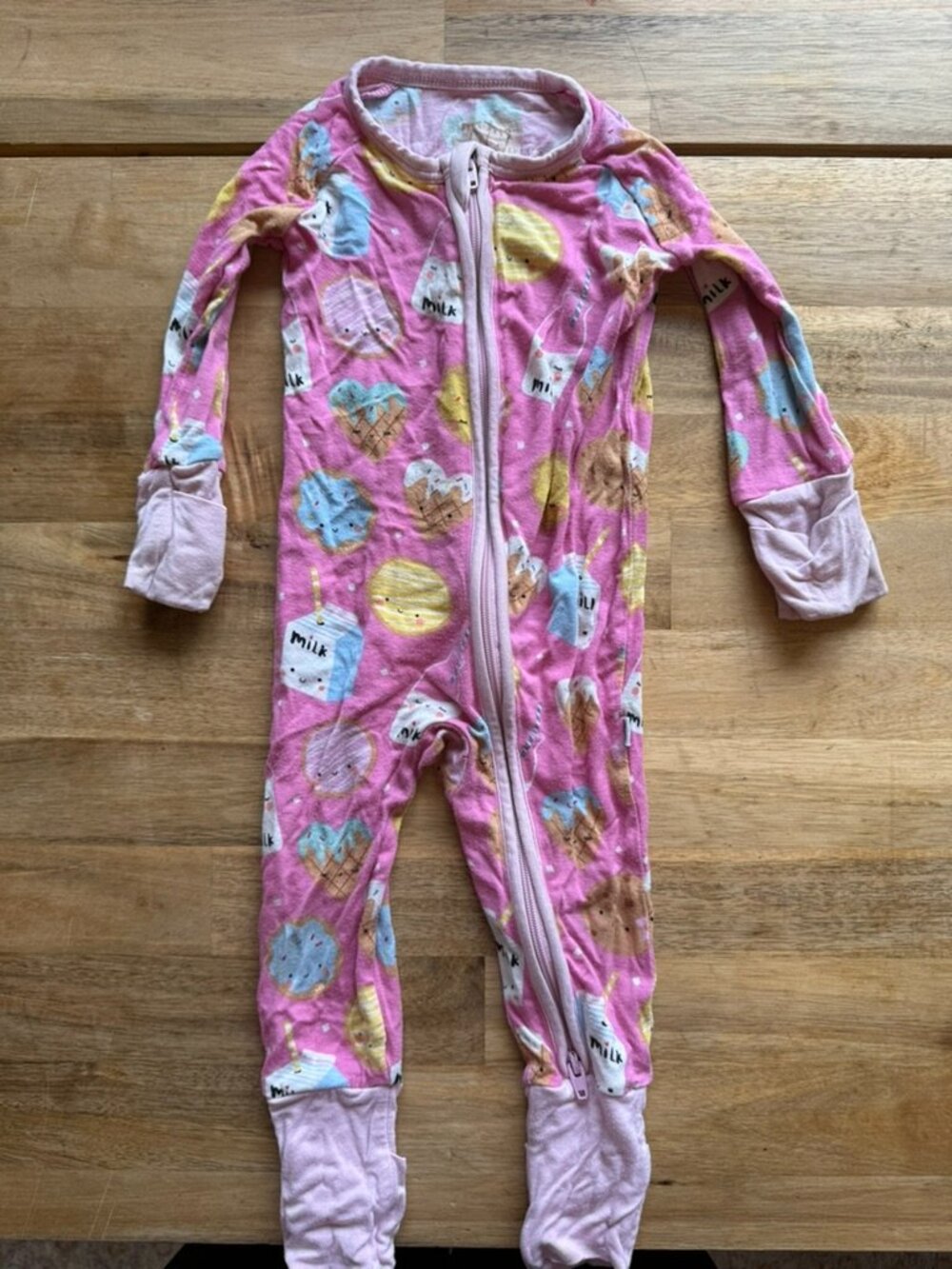 Little Sleepies pink milk and cookies zippy 0-3 months